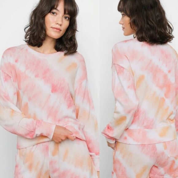 Rails Womens NWOT Pink Orange Ramona Crewneck Sweatshirt In Sunset Tie Dye Small - Picture 1 of 8